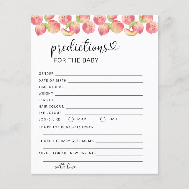 Previsões de pêssego de aquarela para bebê (Frente)