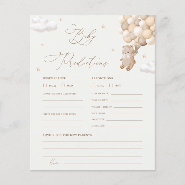 Previsões do Urso de Teddy e Jogo de Chá de fralda (Frente)