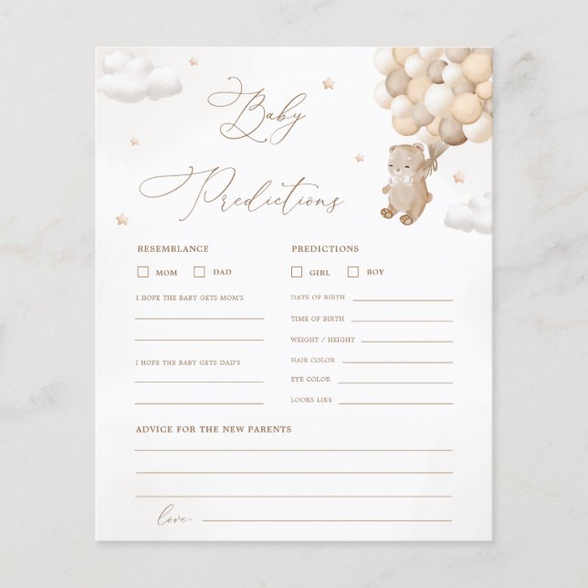 Previsões do Urso de Teddy e Jogo de Chá de fralda (Frente)