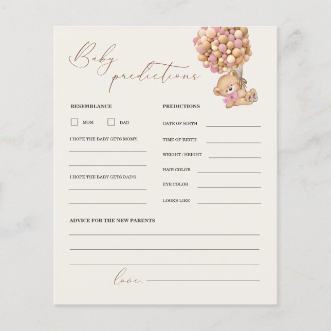 Previsões do Urso de Teddy e Jogo de Chá de fralda (Frente)