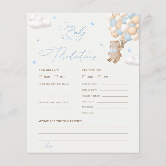 Previsões do Urso de Teddy e Jogo de Chá de fralda (Frente)