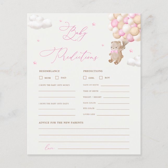 Previsões do Urso de Teddy e Jogo de Chá de fralda (Frente)