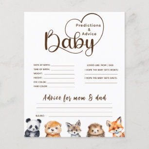 Previsões e Conselhos Animais Jogo de Baby Shower