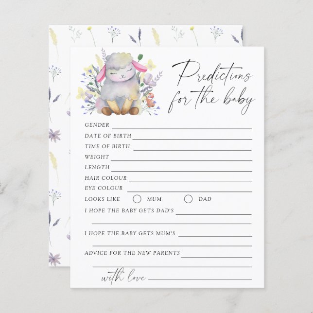 Previsões e conselhos para bebês - cordeiro (Frente/Verso)