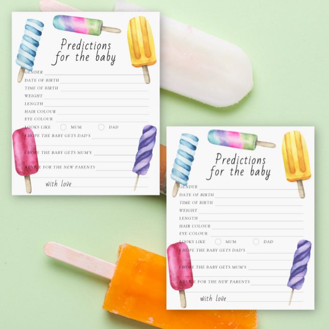Previsões e conselhos para chá de bebê Popsicle (Criador carregado)