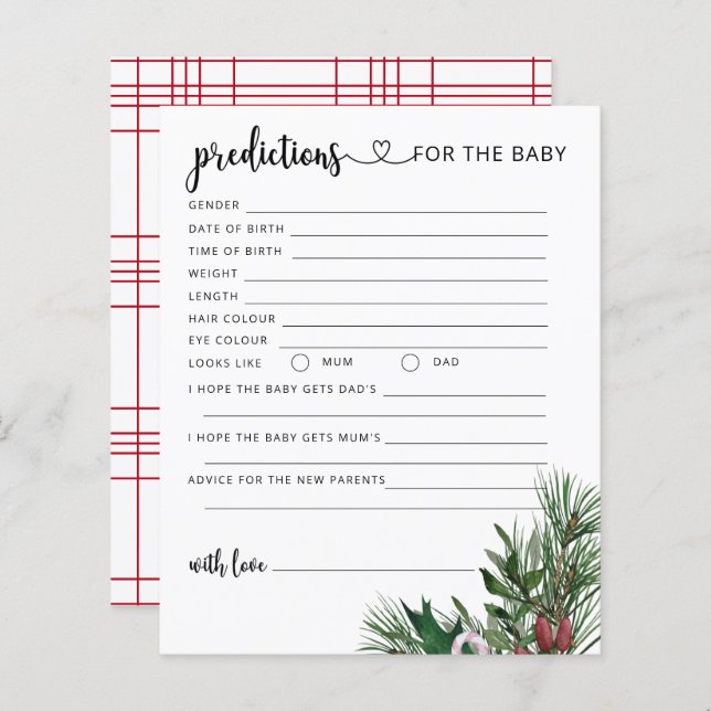 Previsões e conselhos sobre bebês verdes no Natal (Frente/Verso)