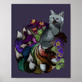 Pride Kitsune e Columbine Flowers Poster