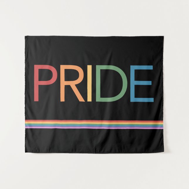 PRIDE Rainbow Black Tapeçaria (Frente (Horizontal))
