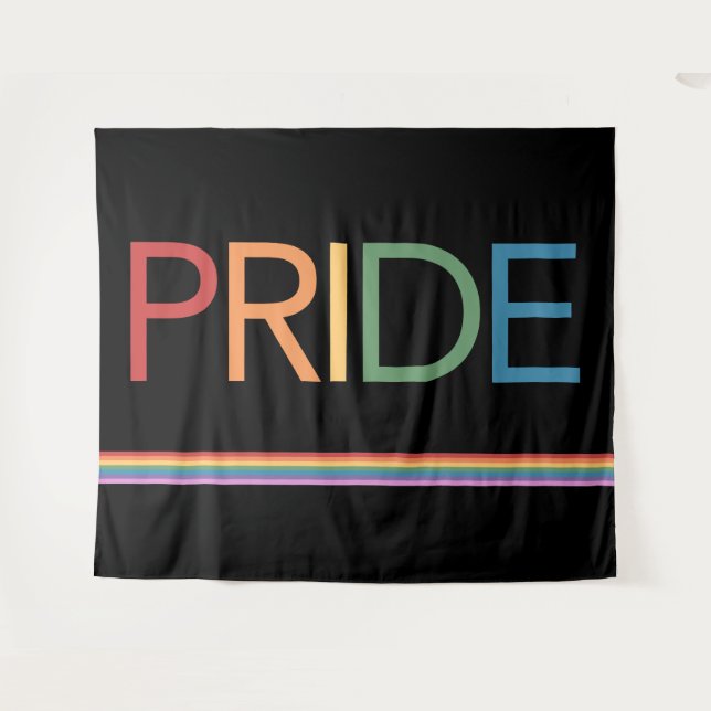PRIDE Rainbow Black Tapeçaria (Frente (Horizontal))
