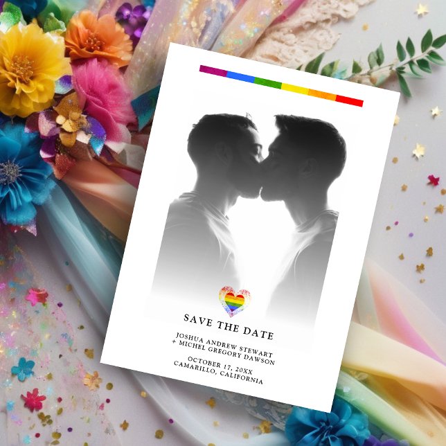 Pride Rainbow Heart LGBT Gay Wedding Simple Photo (Criador carregado)