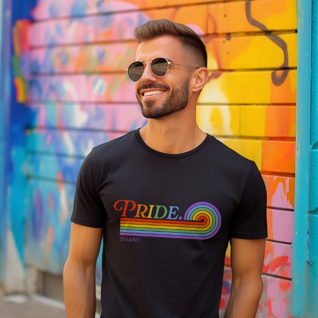 Pride Rainbow LGBTQ Men's Basic Dark T-Shirt (Criador carregado)