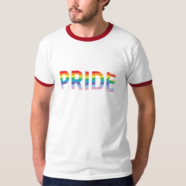 PRIDE Rainbow LGBTQIA Flag, Legal Ringer T-Shirt (Frente)