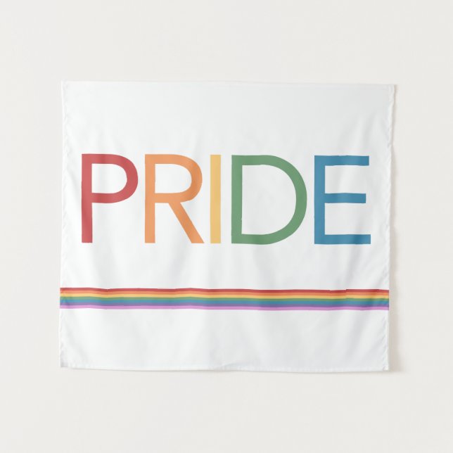PRIDE Rainbow White Tapeçaria (Frente (Horizontal))