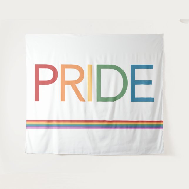 PRIDE Rainbow White Tapeçaria (Frente (Horizontal))