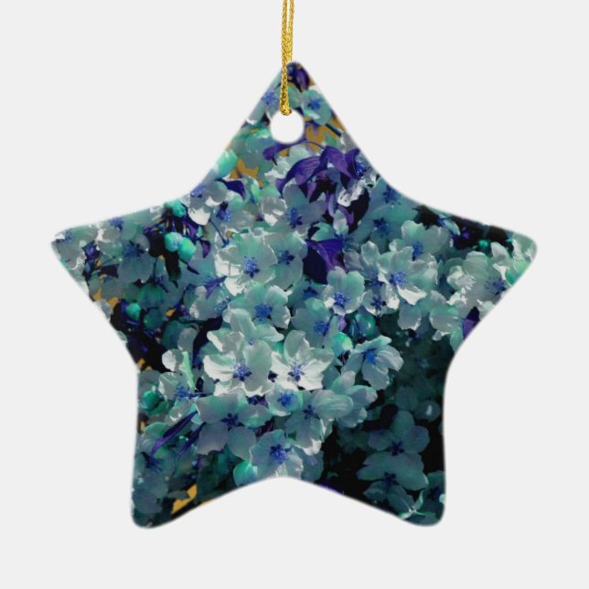 Primavera Azul Brilhante Flor Ornamento (Frente)