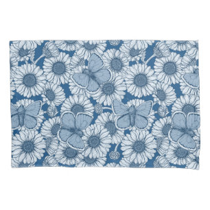 Primavera azul, flores silvestres, margaridas