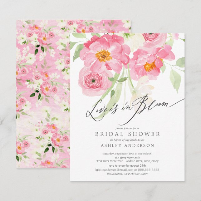 Primavera Blossomo Amor Está Em Convite Bloqueado (Frente/Verso)