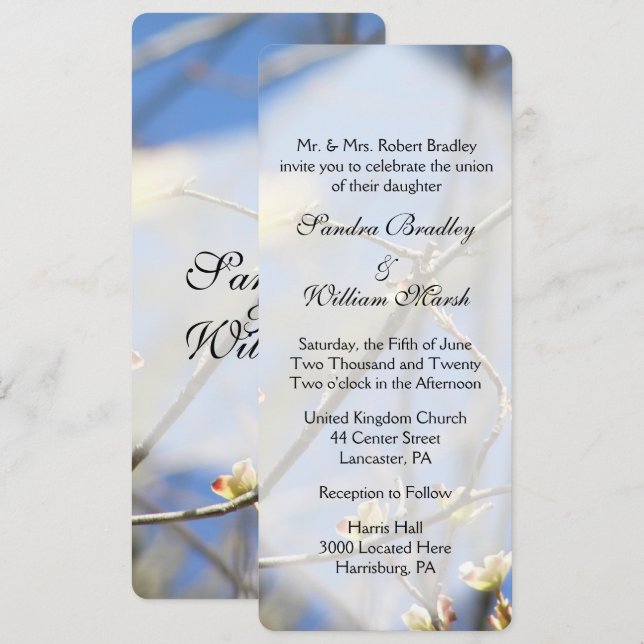 Primavera Blossoms Convite para Casamento (Frente/Verso)