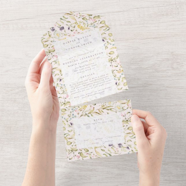 Primavera Boho Wildflower Pampas Wedding (Aba destacável)