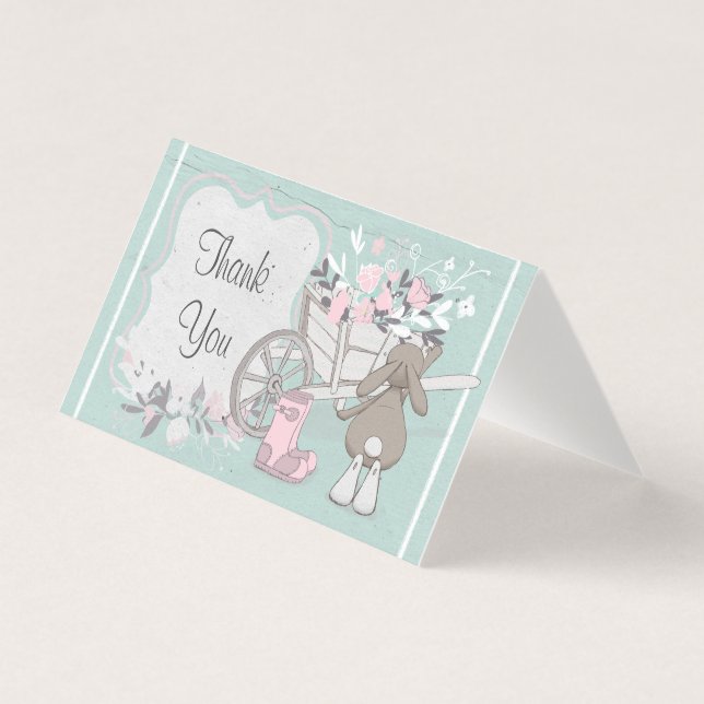 primavera bunny turquoise floral obrigado dobrado (Frente)