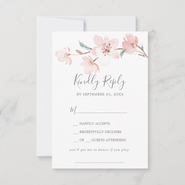 Primavera Cherry Blossom Song Request RSVP Card (Frente)