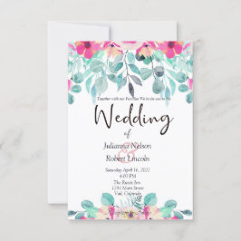 Primavera cor-de-água rosa convite para o casament