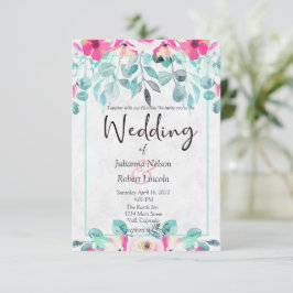 Primavera cor-de-água rosa convite para o casament