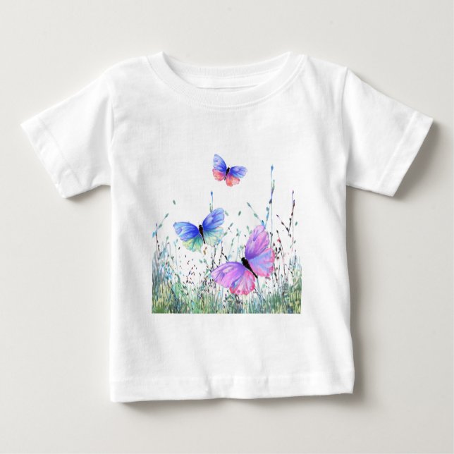 Primavera de Camiseta de Bebê-Borboleta (Frente)