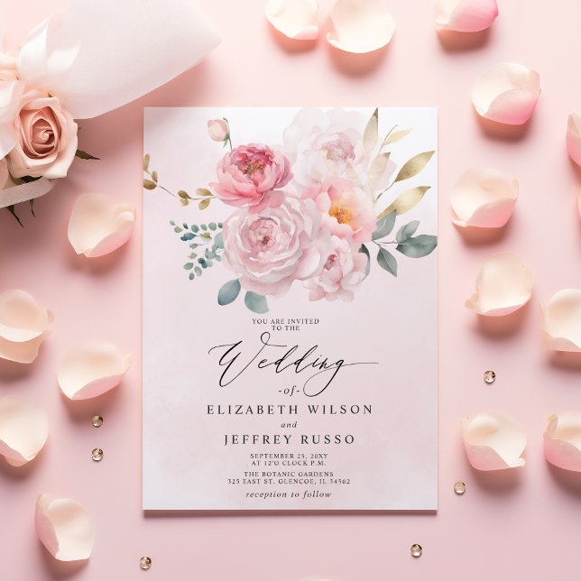 Primavera de Orçamento Entalhe Convites Florais De (Budget Spring Blush Floral Wedding Invitations)