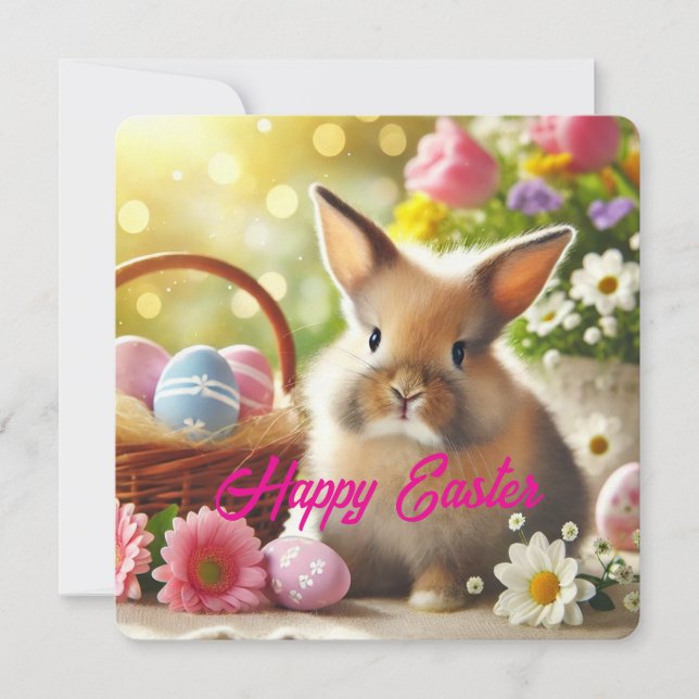 Primavera de pastel de cartão de feriado de Páscoa (Frente)