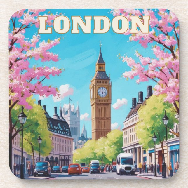 Primavera em Londres Cork Porta copos - Classic UK (Frente)