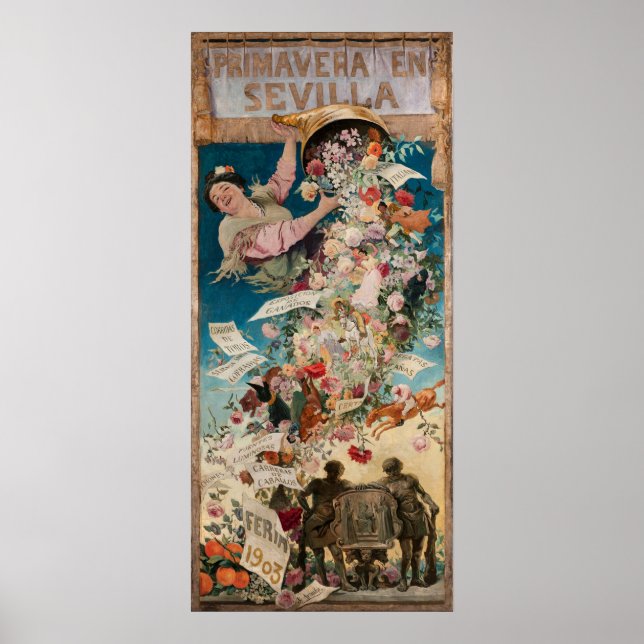 "Primavera en Sevilla" poster de arte de vintagem (Frente)