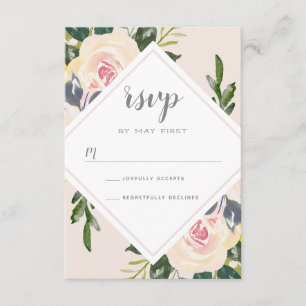Primavera Floral Blush   Cartão RSVP de Casamento