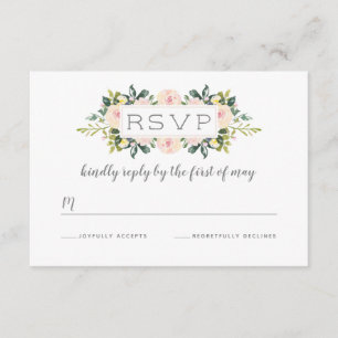 Primavera Floral Blush Cartão RSVP de Casamento
