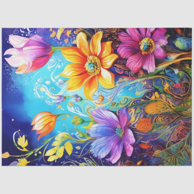 Primavera Floral Colorida Papel Tecido (Frente )