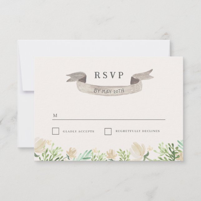 Primavera Floral Crest Wedding RSVP (Frente)