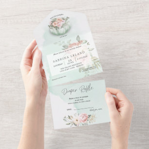 Primavera Floral de Aquarela Chá de fraldas de Pum
