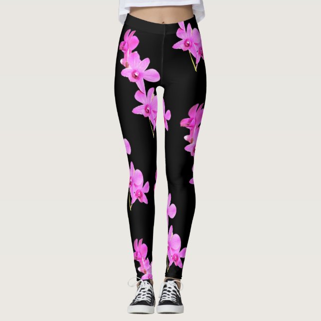 Primavera floral de Legging do preto da ioga das (Frente)