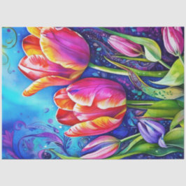 Primavera Floral Tulipas Papel Tecido