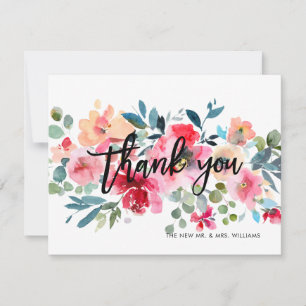 Primavera Floral Watercolor Buquê Obrigado Cartões