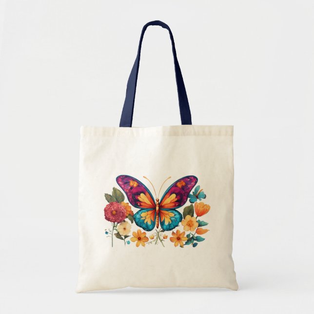 Primavera Flutter: Borboletas Coloridas Bolsa de O (Frente)