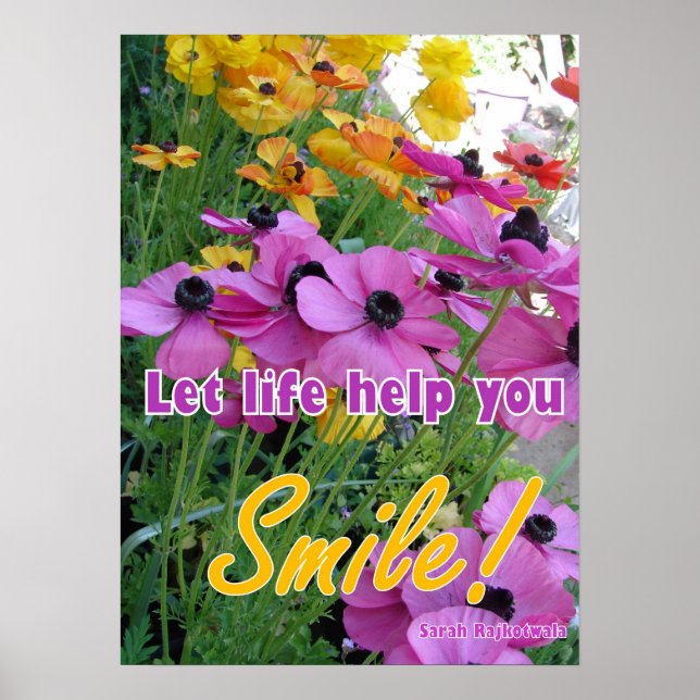 Primavera Garden Smile Quote Floral Flowers Poster (Frente)