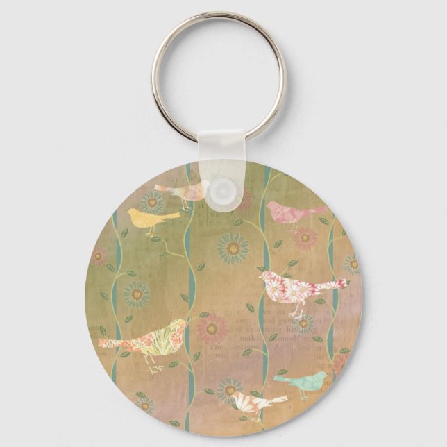 Primavera Love Birds Design Chaveiro (Frente)