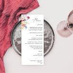 Primavera Multi Color Florals Tall Menu<br><div class="desc">Uau,  seus convidados com belos casamentos ou Primavera de festa. Ele acrescenta esse toque extra de elegância e luxo ao seu evento. Este menu foi feito com flores pintadas manualmente,  vermelhas,  rosa,  azuis,  amarelas e brancas de aquarela (ou flores).</div>