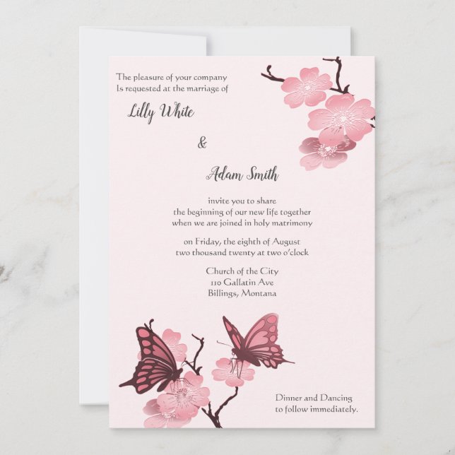 Primavera rosa com borboletas (Frente)