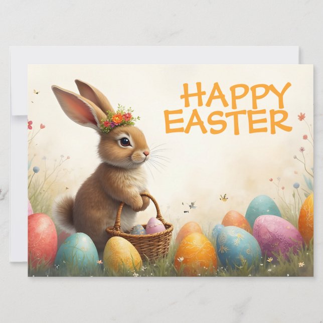 Primavera Saudações do Coelhinho da Páscoa (Frente)