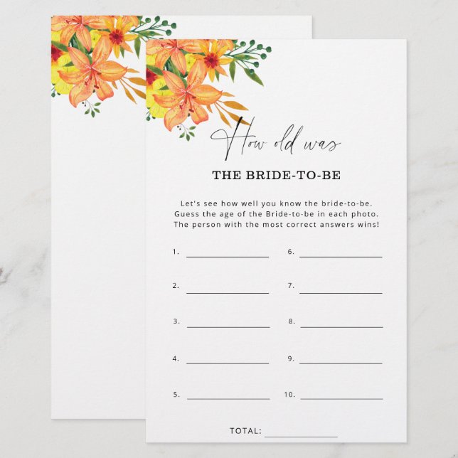 Primavera Summer Quantos anos tinha a noiva (Frente/Verso)