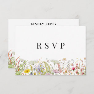 Primavera Summer Wildflower Beige Boho RSVP Card