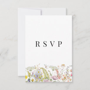 Primavera Summer Wildflower Beige Boho RSVP Card
