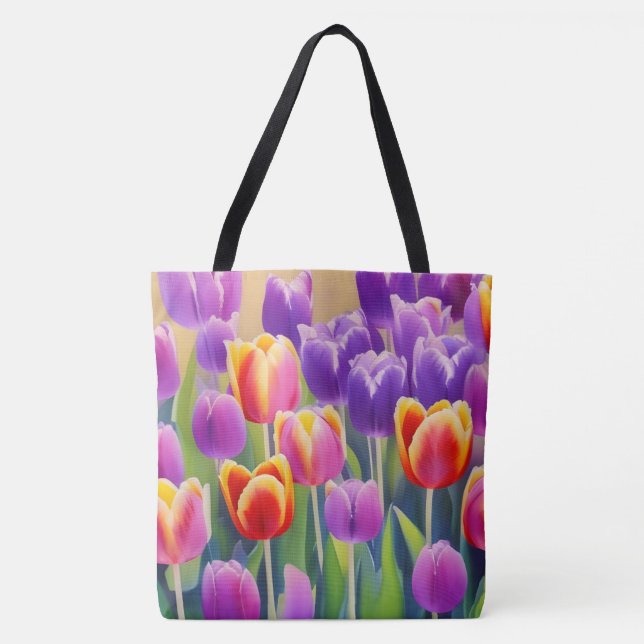 Primavera Tulipas Floral Tote Bag (Frente)